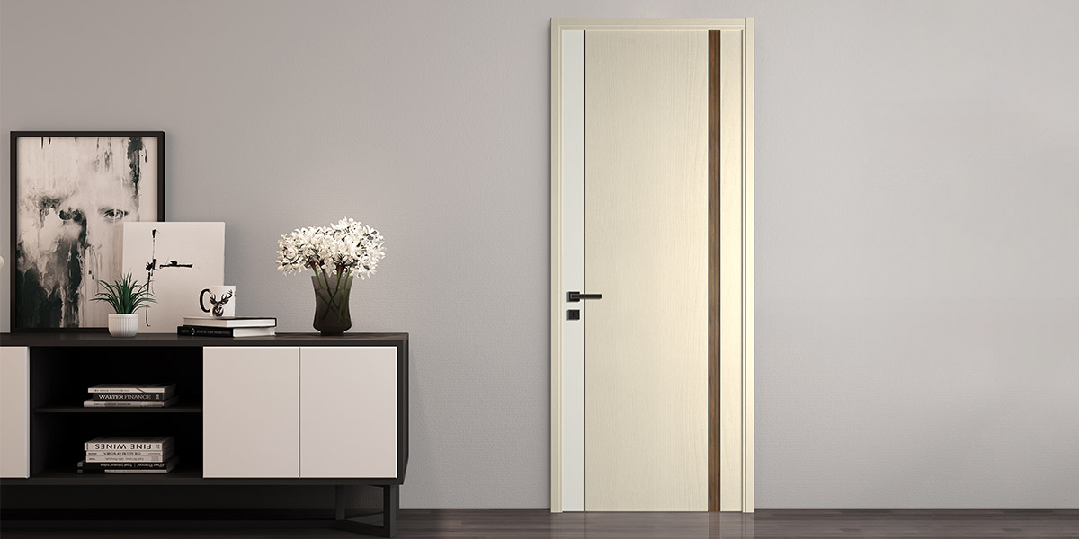 Cửa nội thất PVC tông màu trắng và gỗ Cửa PVC nội thất màu trắng và gỗ hiện đại