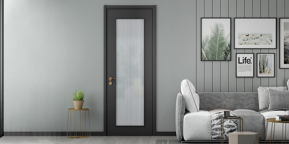 Cửa nội thất màu đen hiện đại với các tấm kính