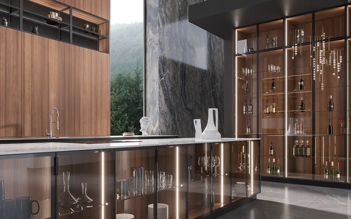 Nhà bếp cao cấp màu xanh lục nhạt Cabinets