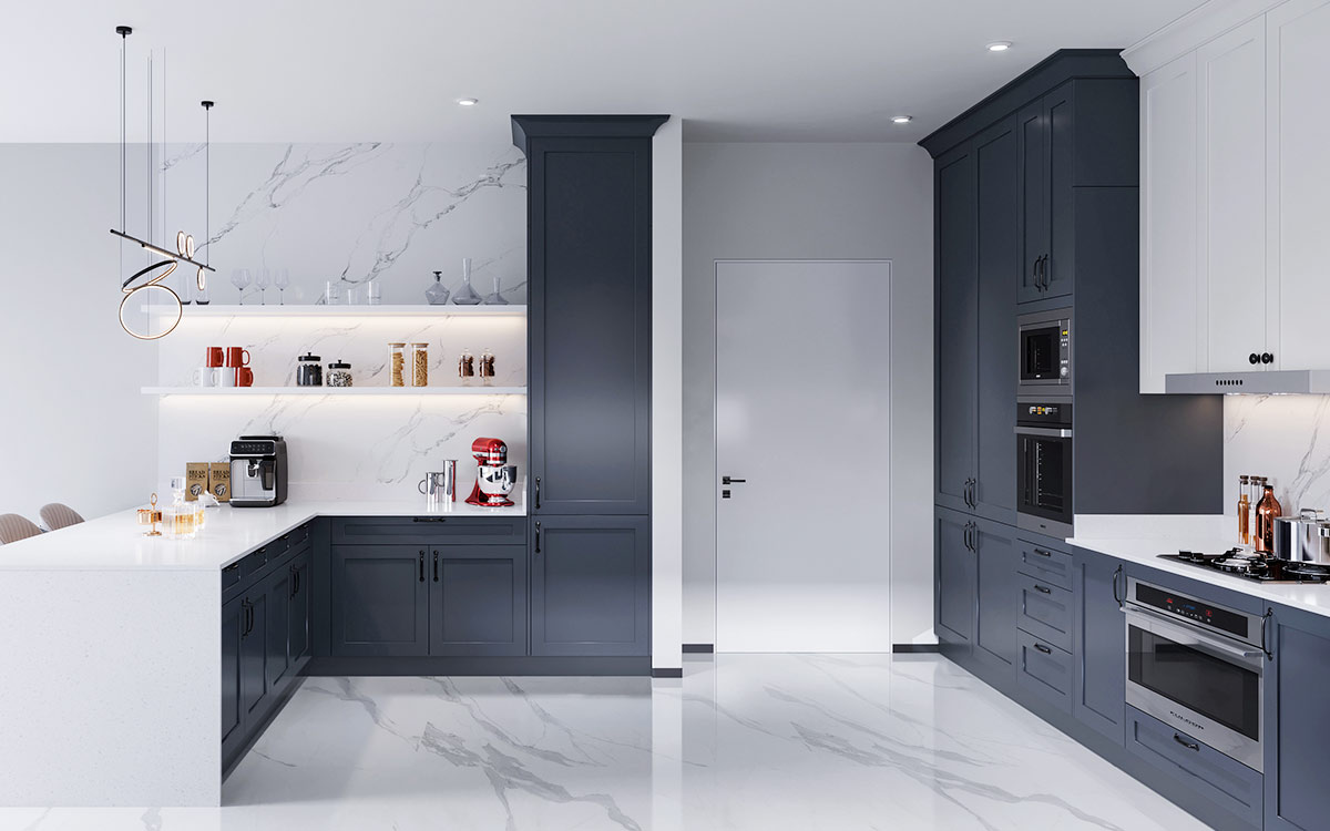 Dark Blue Tủ bếp kiểu Shaker