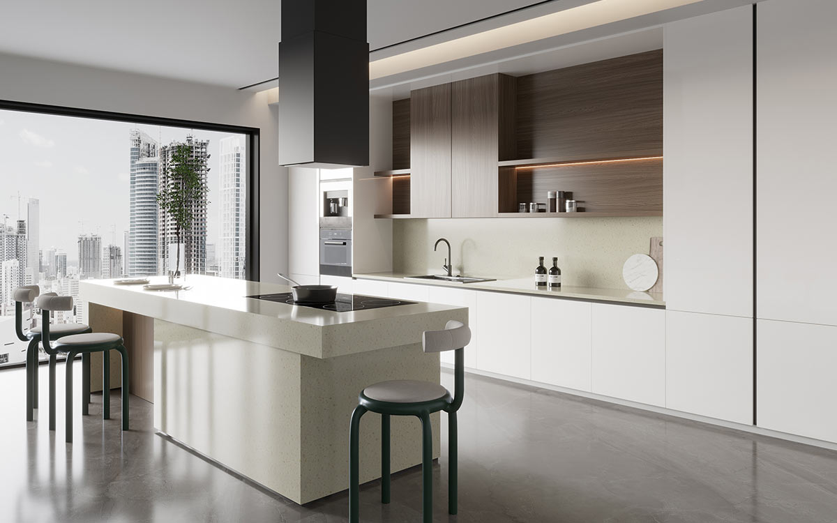Thiết kế tối giản ấm áp cho nhà bếp bằng gỗ và trắng Thiết kế tối giản ấm áp cho nhà bếp bằng gỗ và trắng