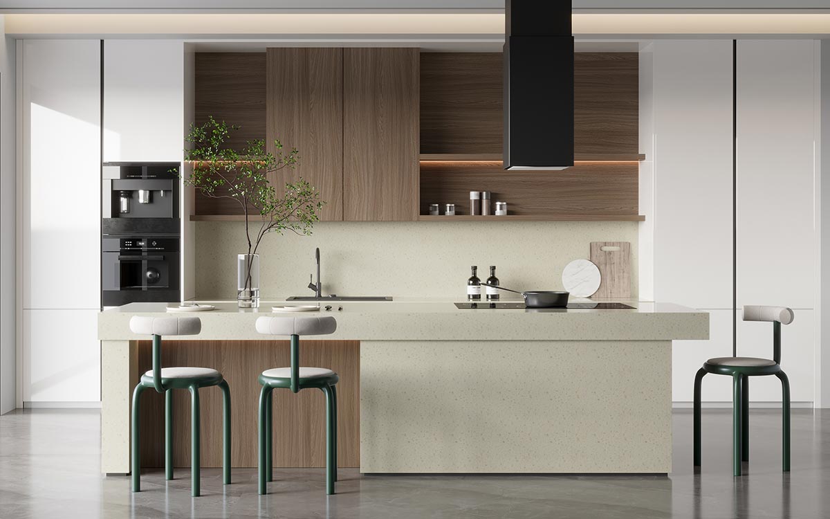Thiết kế tối giản ấm áp cho nhà bếp bằng gỗ và trắng Thiết kế tối giản ấm áp cho nhà bếp bằng gỗ và trắng