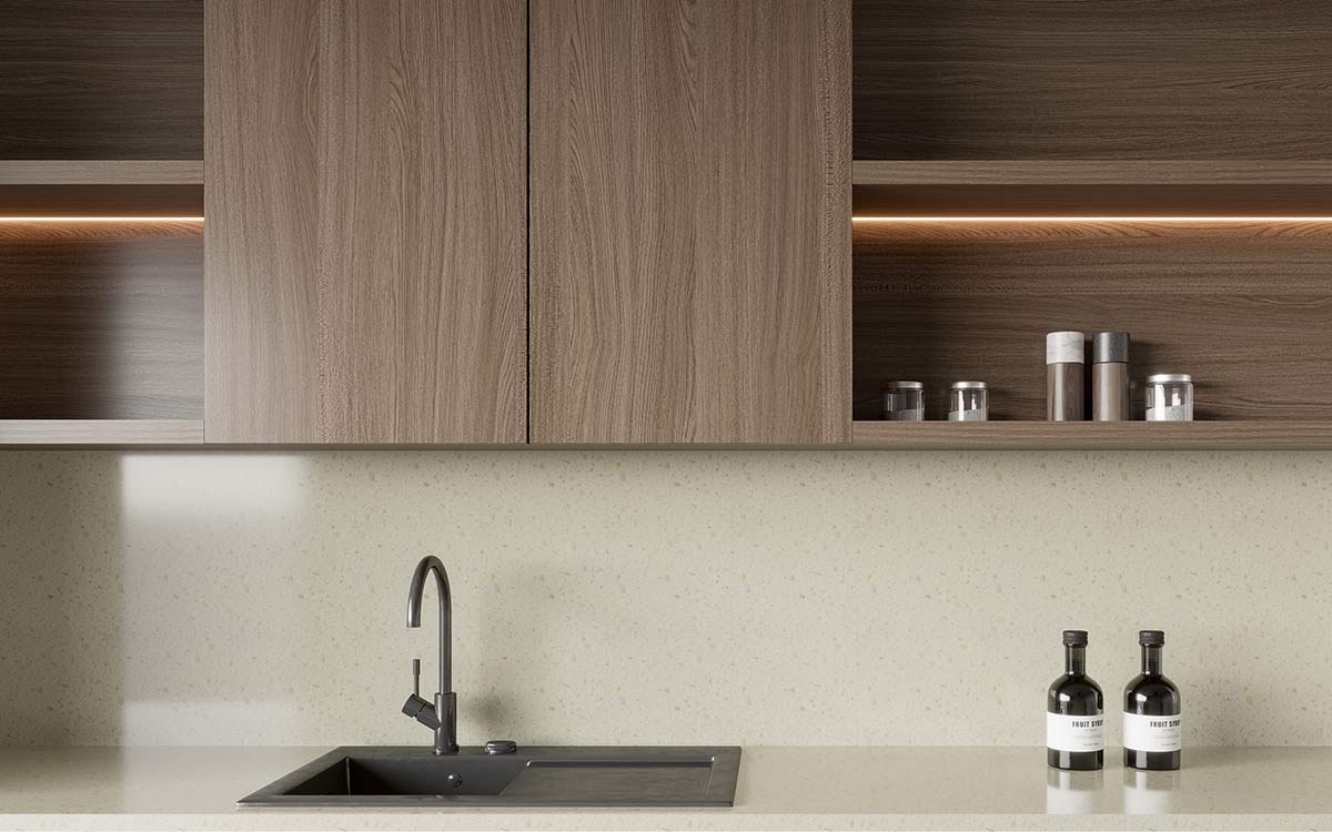Thiết kế tối giản ấm áp cho nhà bếp bằng gỗ và trắng Nhà bếp màu trắng và gỗ Thiết kế tối giản ấm áp