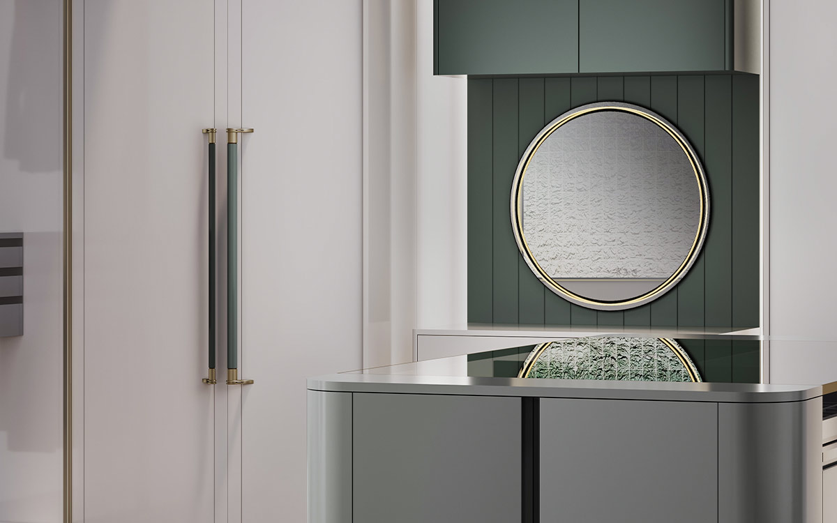 Off White and Green Walk in Cabinet