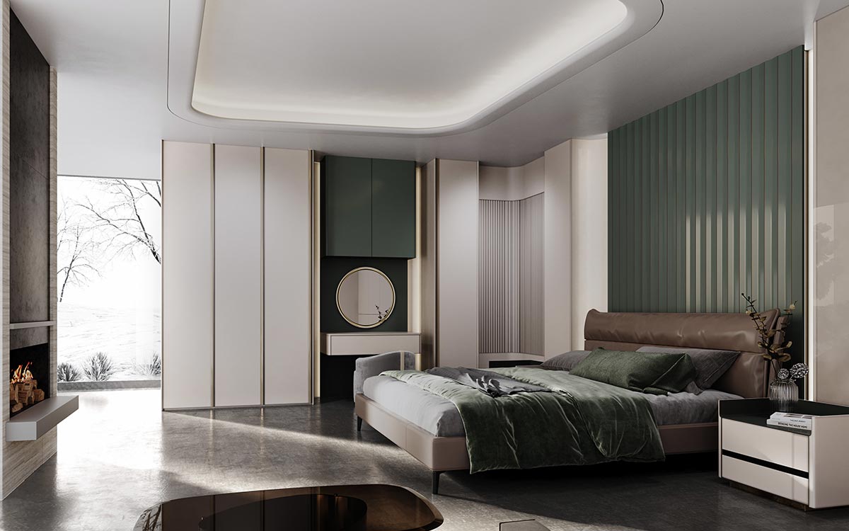 Tủ quần áo trắng và xanh