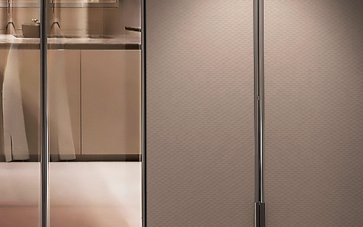 Tủ quần áo Melamine màu tối Kết cấu hoàn thiện màu be
