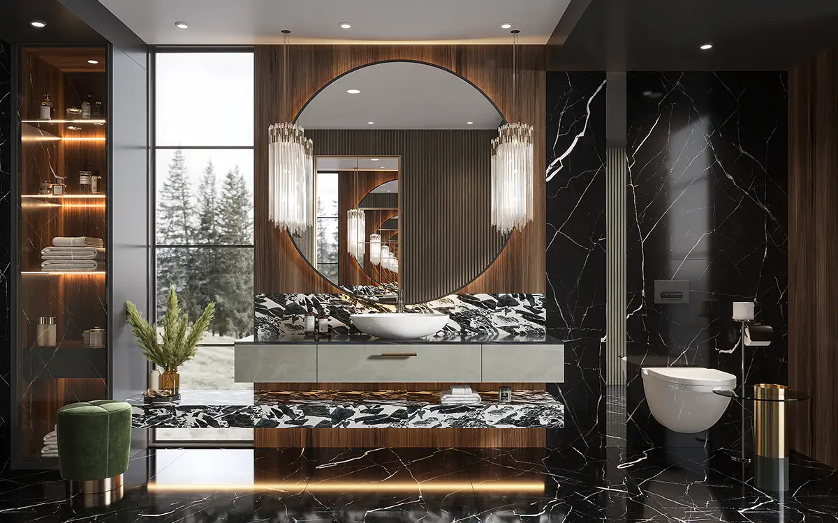 Bàn trang điểm nổi hiện đại trên bề mặt có họa tiết Melamine