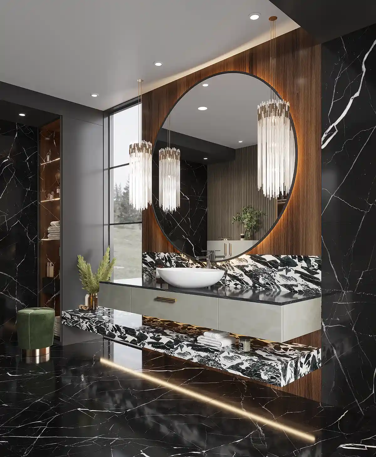 Bàn trang điểm nổi hiện đại trên bề mặt có họa tiết Melamine