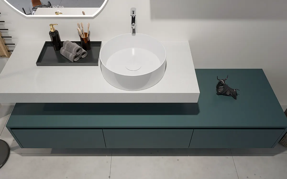 Wall Hung Vanity theo Phong cách Hiện đại Xanh Teal