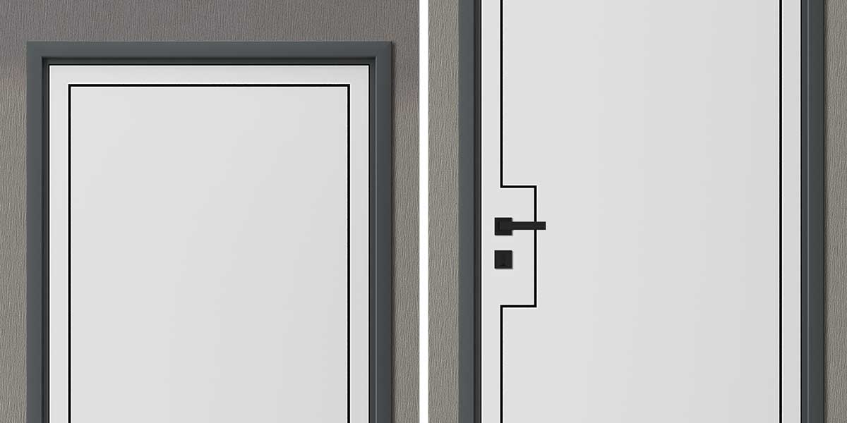 Cửa gỗ hình học màu trắng tối giản hiện đại Modern Cửa gỗ hình học màu trắng tối giản