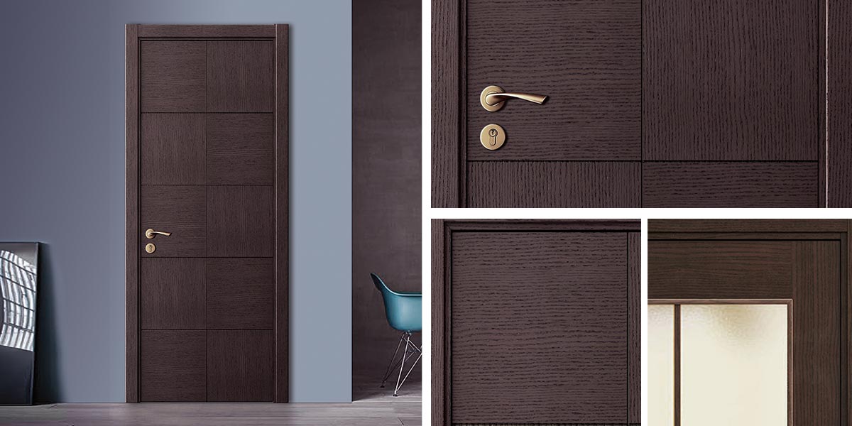 Gỗ tối màu hiện đại Cửa bên trong Veneer